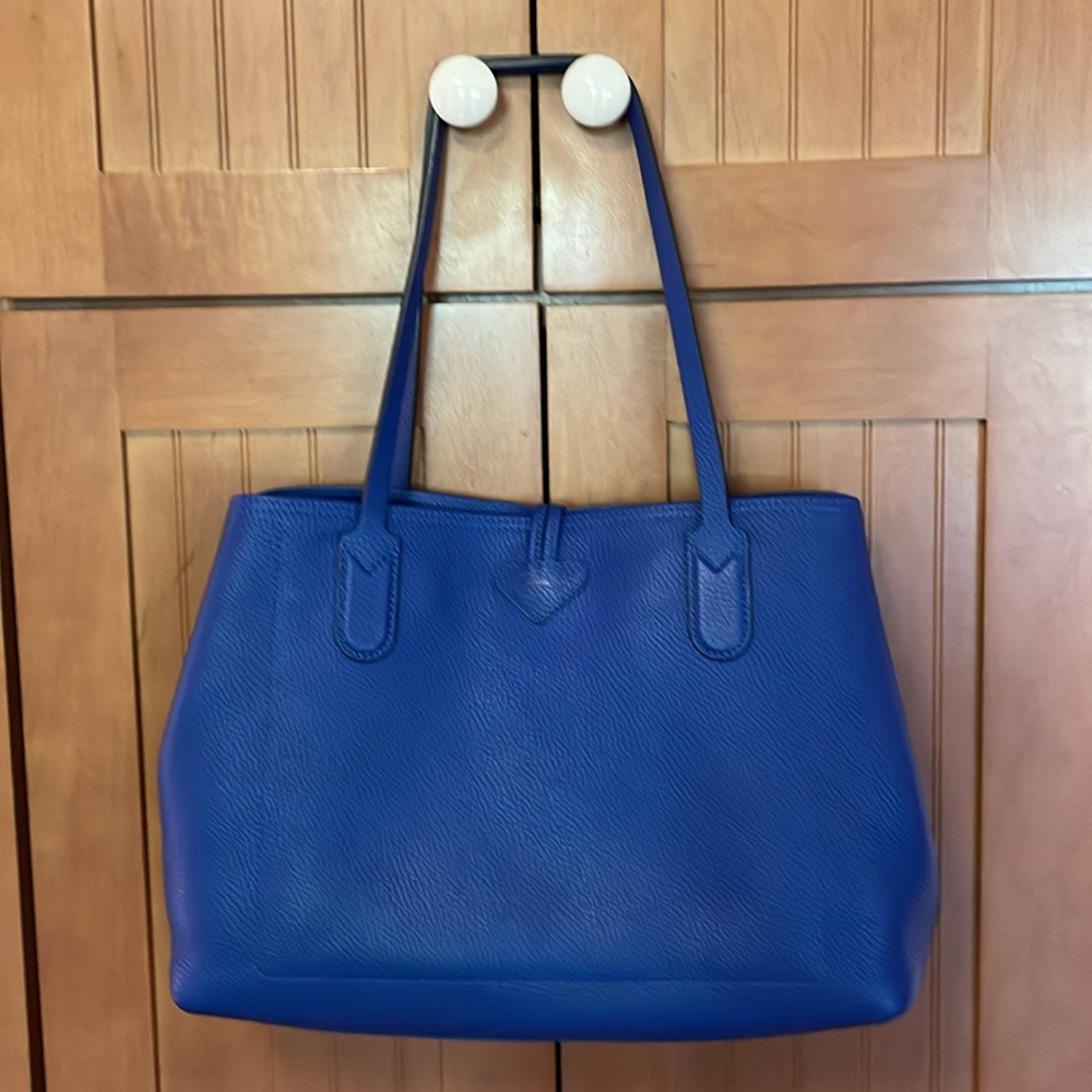 Longchamp Roseau medium tote in cobalt blue pebble leather - Picture 2 of 6